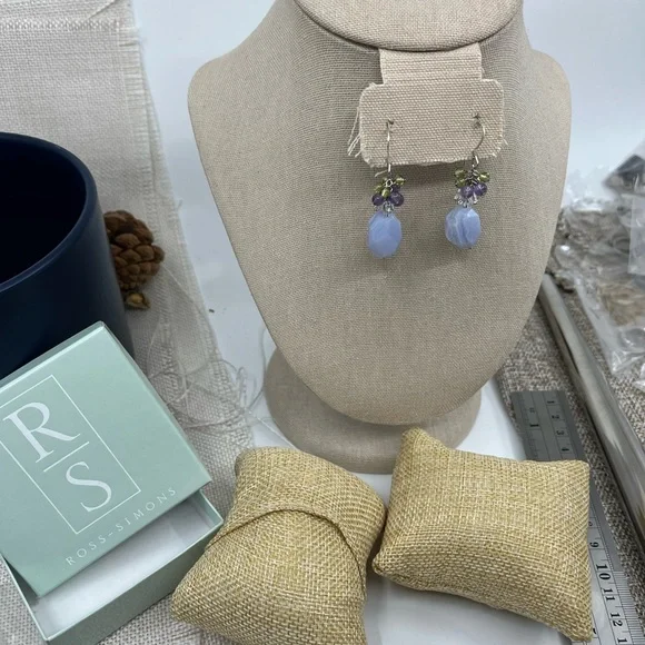 Ross-Simons Blue Agate Amethyst Peridot Quartz Cluster Dangle Earrings 11.6g - Picture 15 of 15